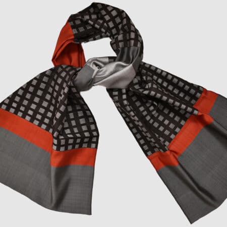 Handmade Silk Scarf Grey Red Natural Dyes